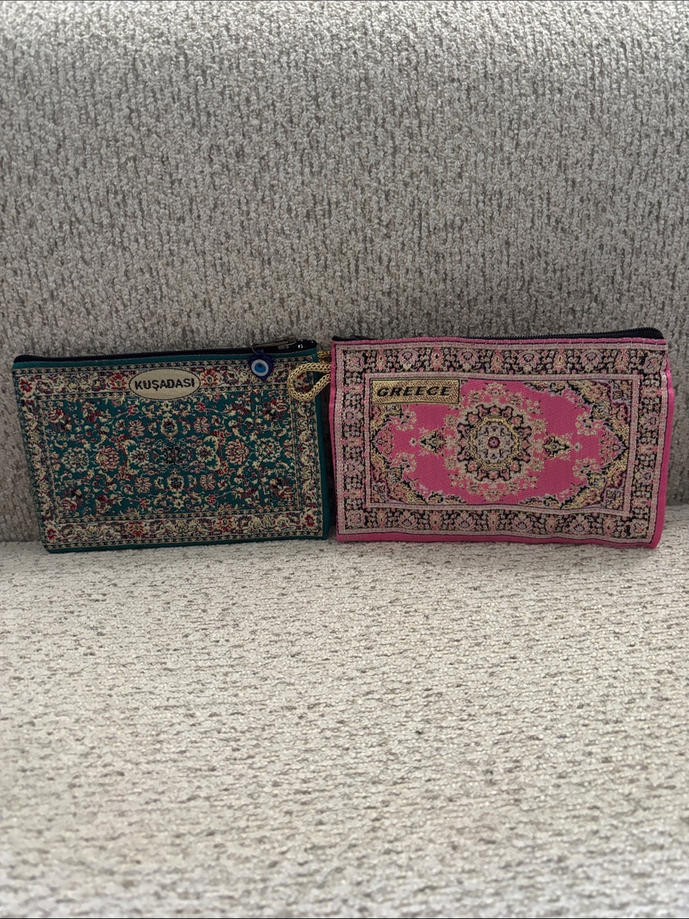 Kusadasi & Greece Decorative Zip Pouches - Pink and Green